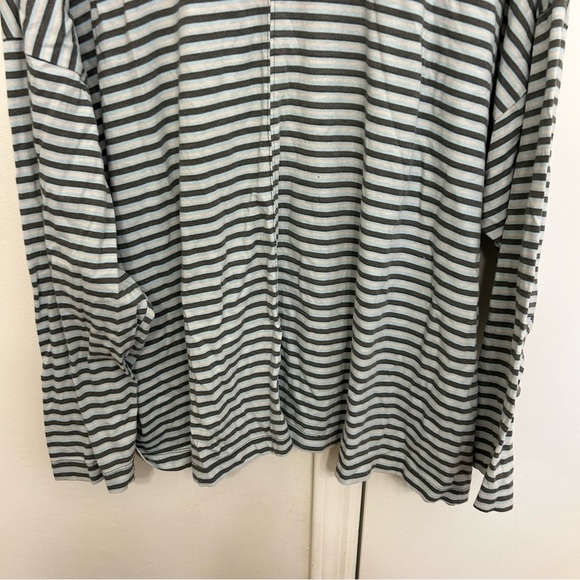 BP. Olive Green Stripe Oversized Long Sleeve Shirt 3XL Organic Cotton Pullover - Picture 8 of 8